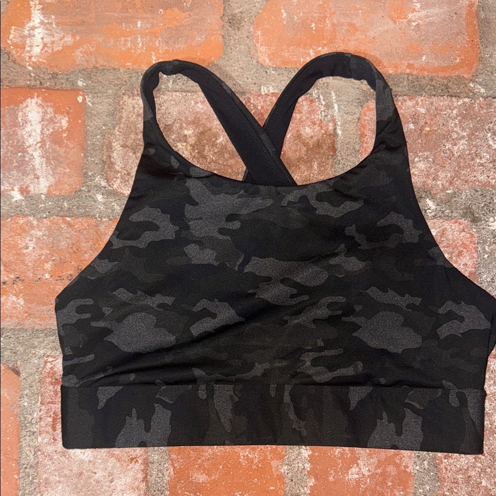 Fabletics Black Camo Sports Bra